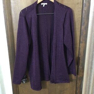 Maurices XXL Open Knit Cardigan Sparkly Purple